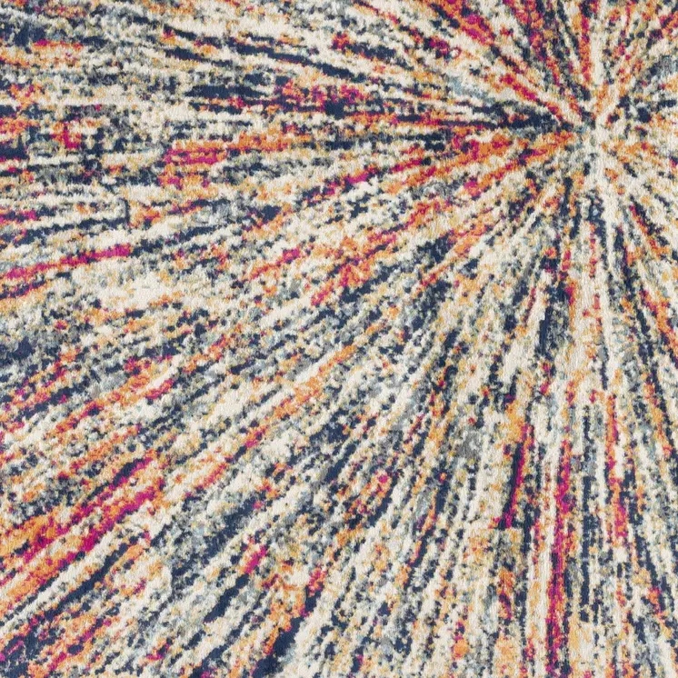 7' X 10' Cream Celestial Burst Abstract Area Rug