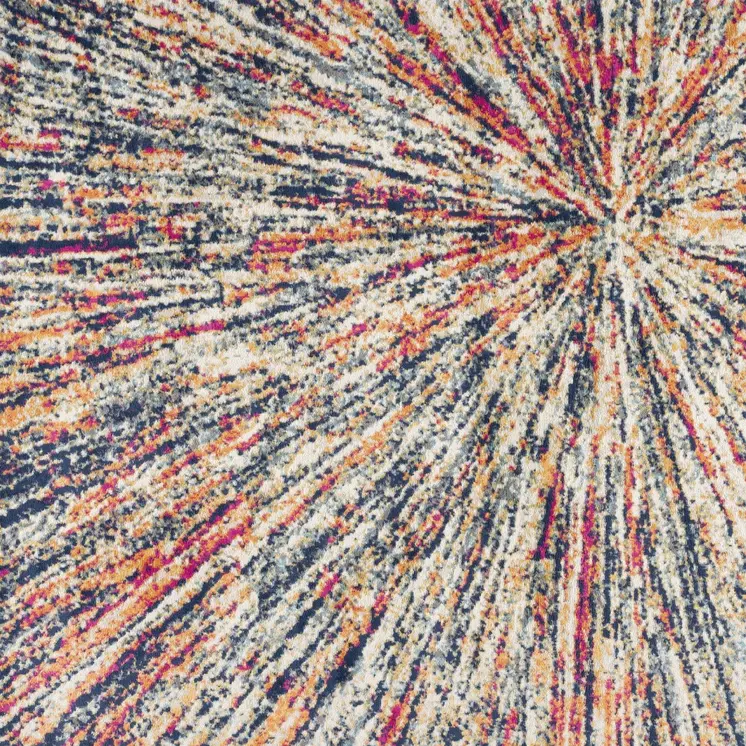 8' X 11' Cream Celestial Burst Abstract Area Rug