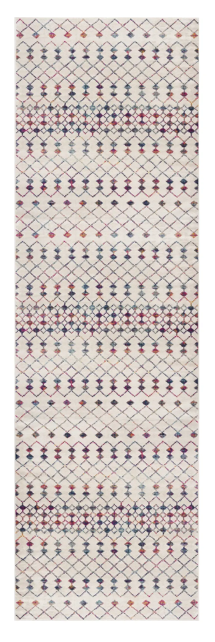 20' Blue And Ivory Ikat Runner Rug