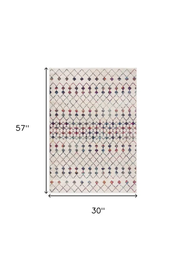 3' X 5' Cream Ikat Area Rug