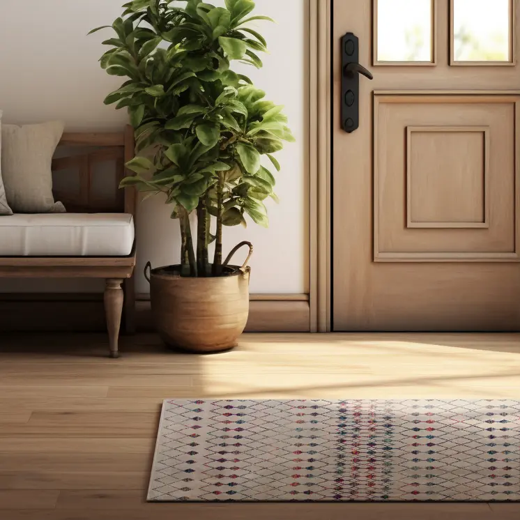 3' X 5' Cream Ikat Area Rug