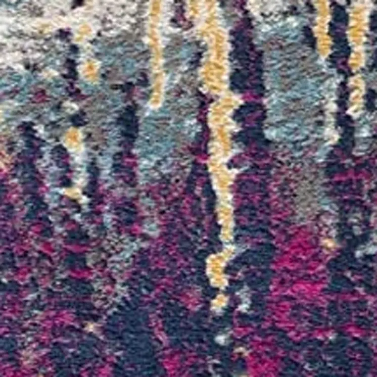 15' Gray Ivory And Magenta Abstract Runner Rug