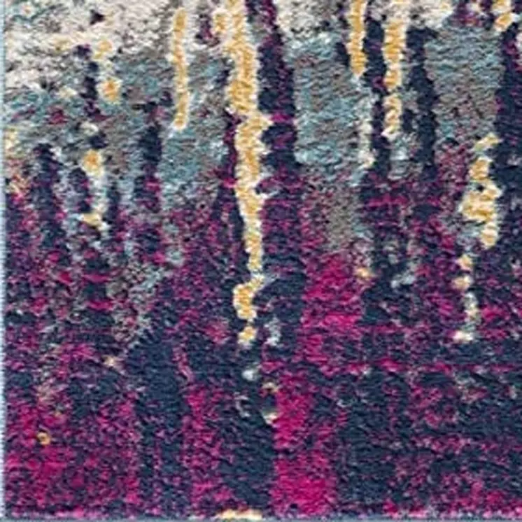 2' X 5' Gray Ivory And Magenta Abstract Area Rug