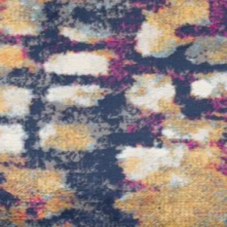 13' Blue And Gold Abstract Runner Rug