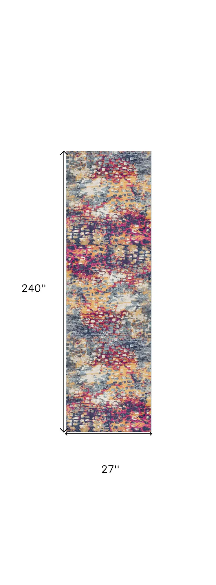20' Blue And Ivory Abstract Runner Rug