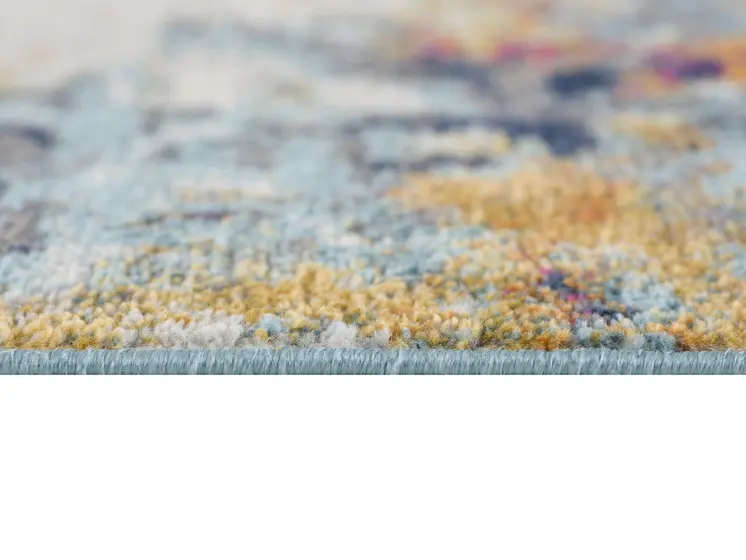 8' Blue And Ivory Abstract Runner Rug