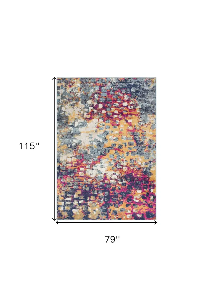6' X 9' Blue and Ivory Abstract Area Rug