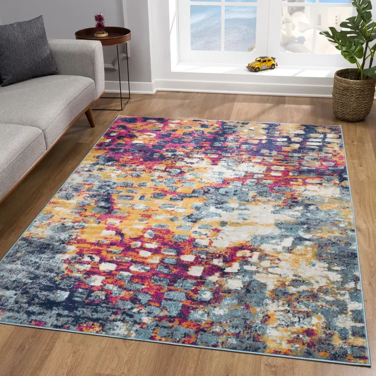 6' X 9' Blue and Ivory Abstract Area Rug