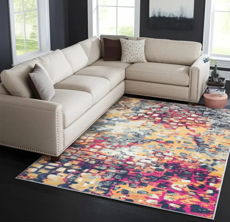 8' X 10' Blue and Ivory Abstract Area Rug