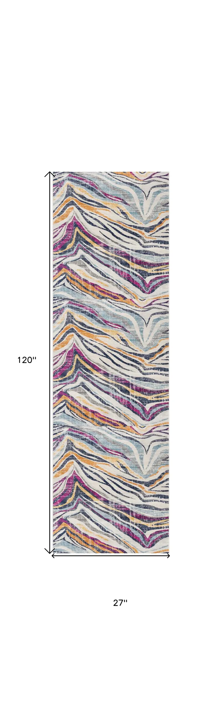 10' Blue And Gold Abstract Runner Rug