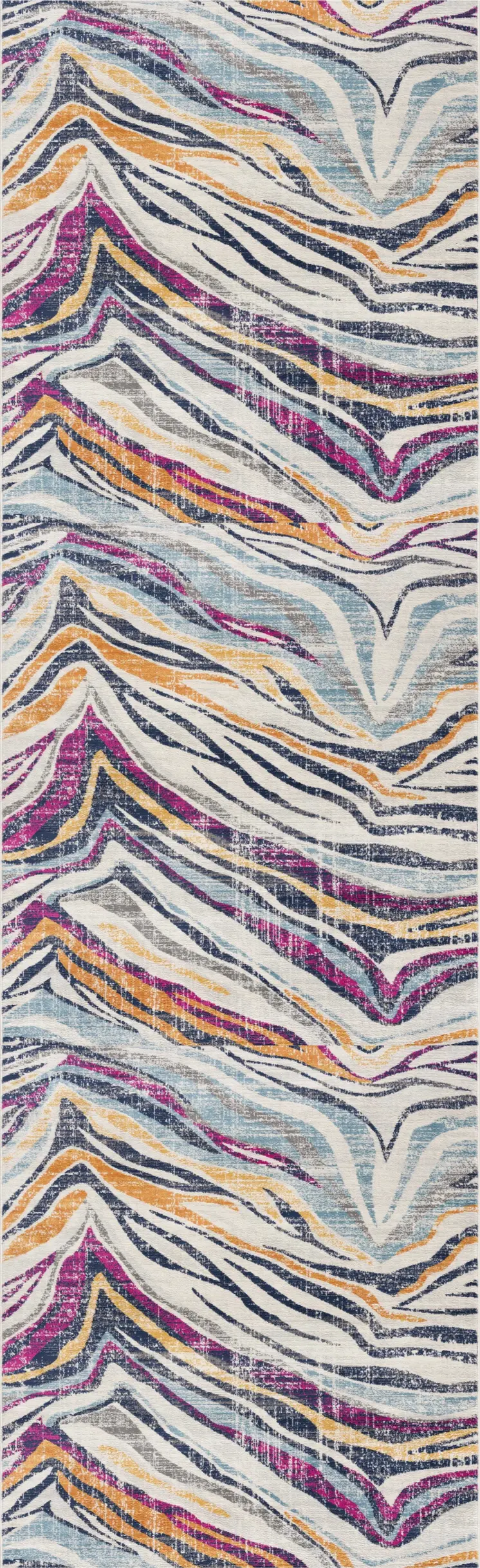 2' X 4' Blue and Gold Abstract Area Rug