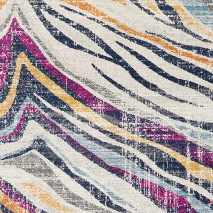 2' X 5' Blue and Gold Abstract Area Rug