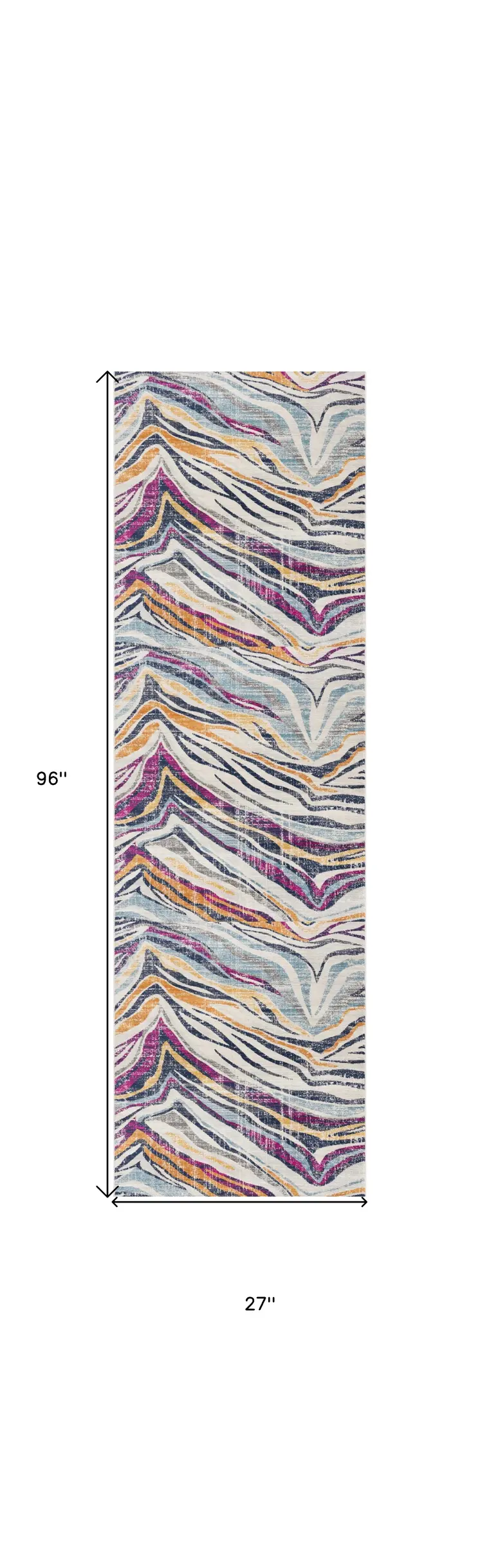 8' Blue And Gold Abstract Runner Rug