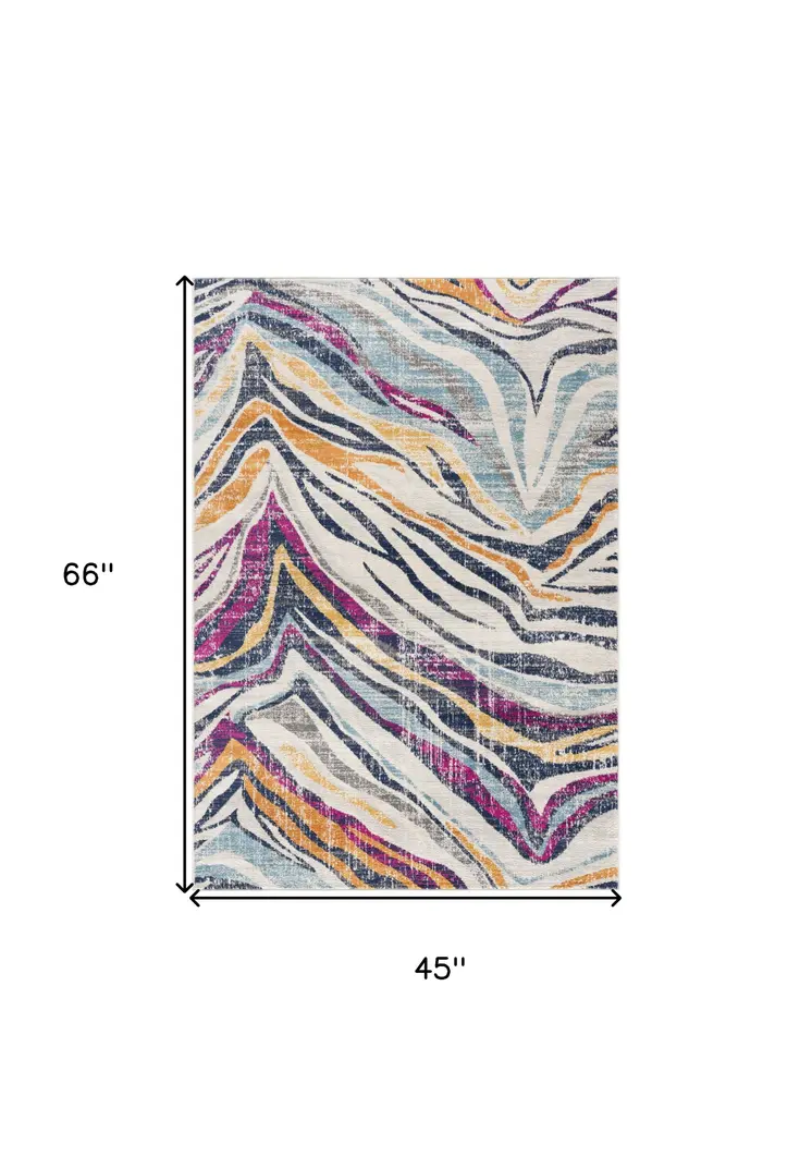 4' X 6' Blue and Gold Abstract Area Rug