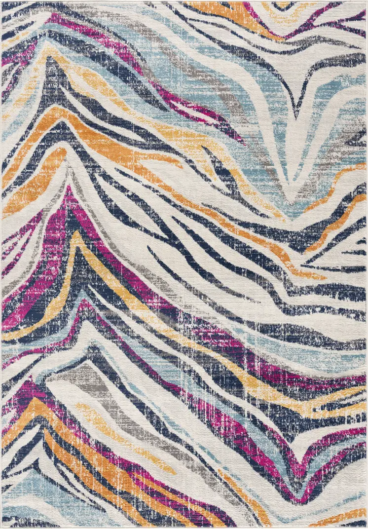 4' X 6' Blue and Gold Abstract Area Rug
