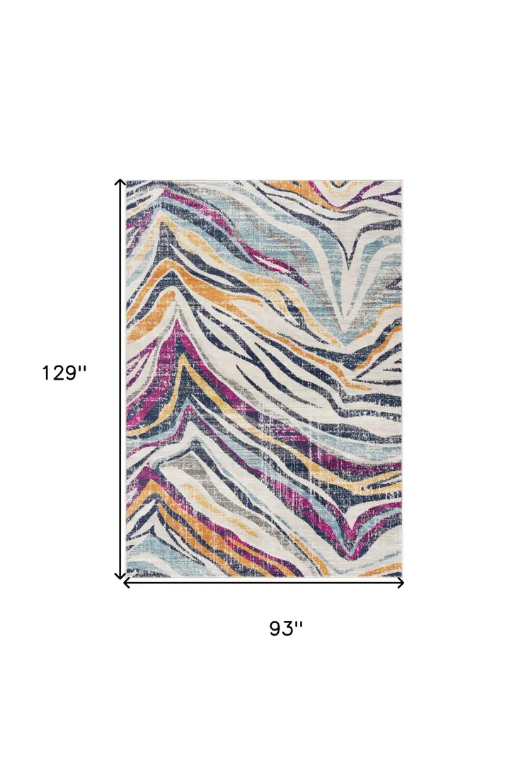 8' X 10' Blue and Gold Abstract Area Rug
