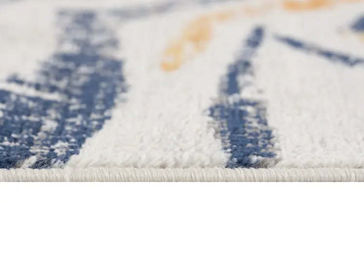 8' X 10' Blue and Gold Abstract Area Rug