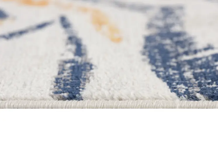 8' X 10' Blue and Gold Abstract Area Rug