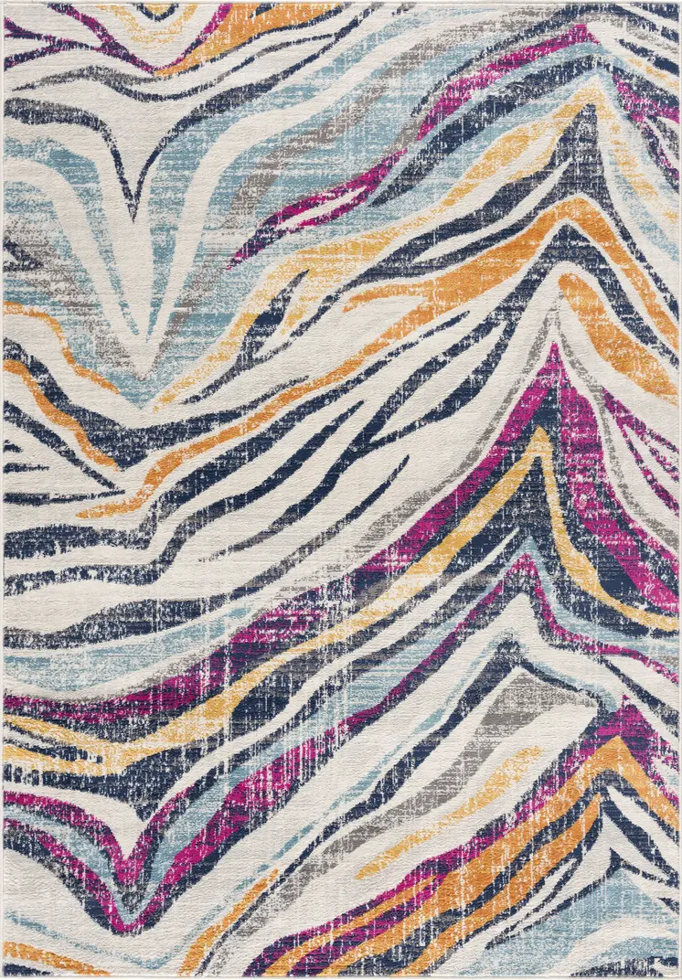 8' X 10' Blue and Gold Abstract Area Rug