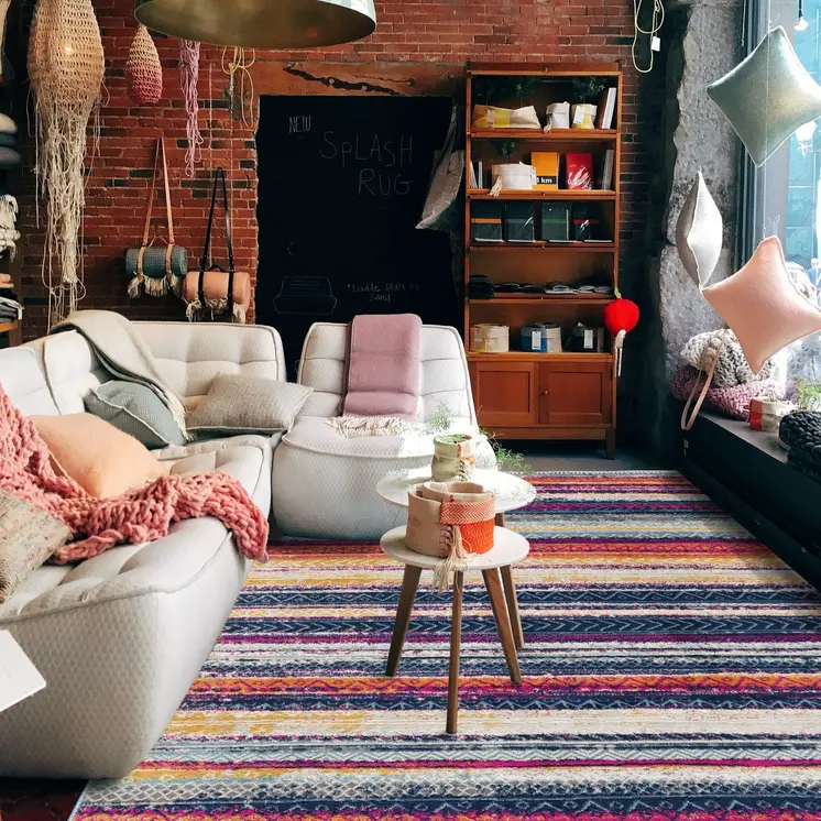 4' X 6' Multicolor Irregular Striped Area Rug