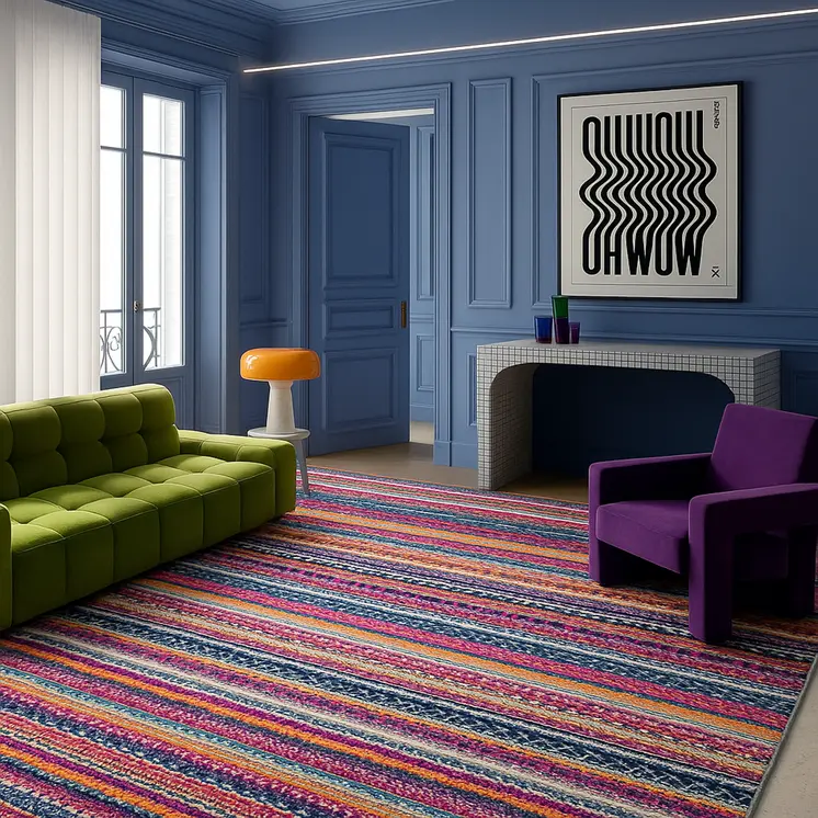 4' X 6' Multicolor Irregular Striped Area Rug