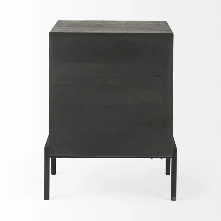 26" Black And Brown Solid Wood Square End Table