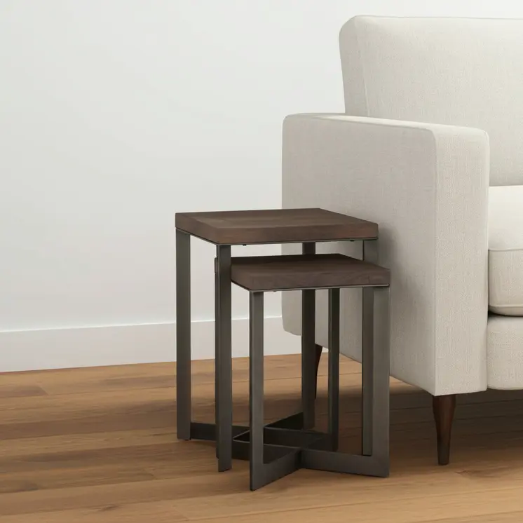 26" Brown Solid Wood Square End Table