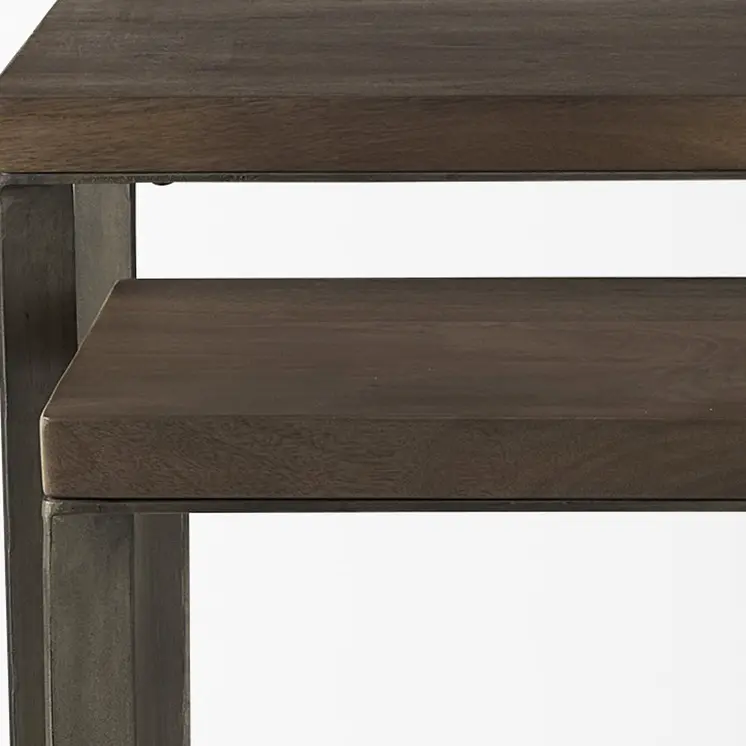 26" Brown Solid Wood Square End Table