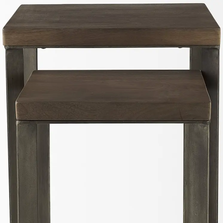 26" Brown Solid Wood Square End Table