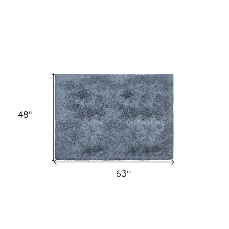 4' X 5' Gray Shag Power Loom Non Skid Area Rug