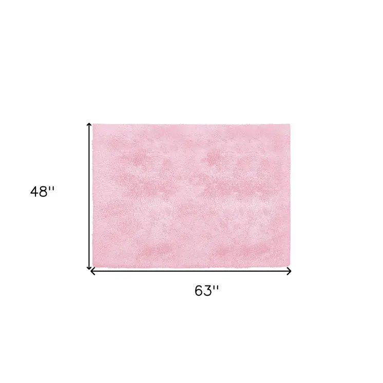 4' X 5' Pink Shag Power Loom Area Rug