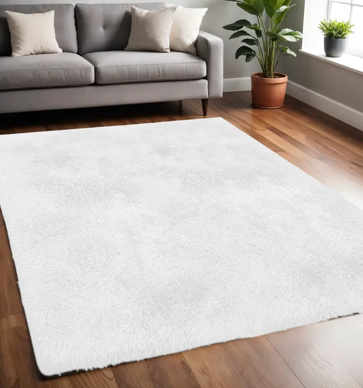 5' X 7' White Dhurrie Area Rug