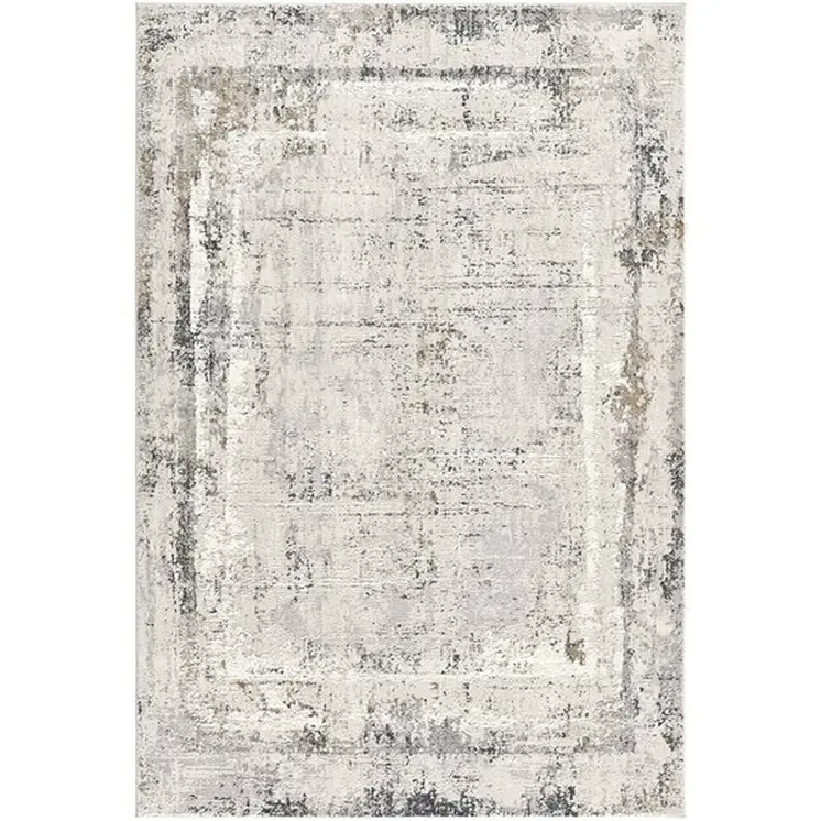5' X 8' Gray and Ivory Abstract Power Loom Area Rug