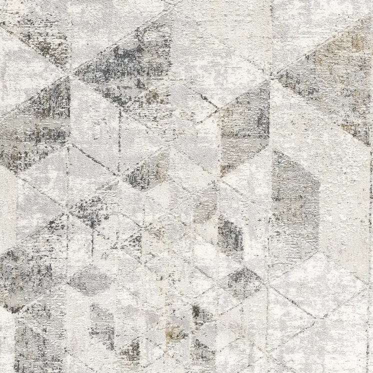 8' X 11' Gray and Ivory Abstract Power Loom Area Rug