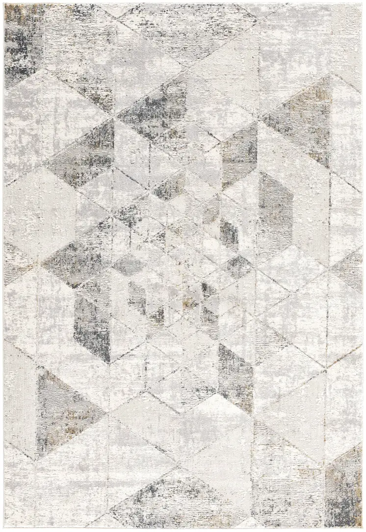 8' X 11' Gray and Ivory Abstract Power Loom Area Rug