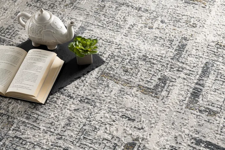 4' X 6' Gray and Ivory Abstract Power Loom Area Rug