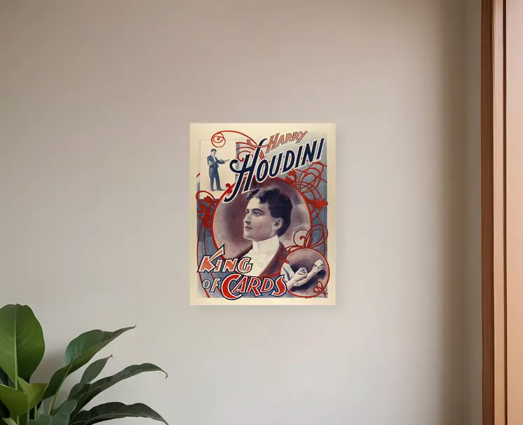 8.5" X 11" Houdini King Of Cards Vintage Magic Poster Wall Art