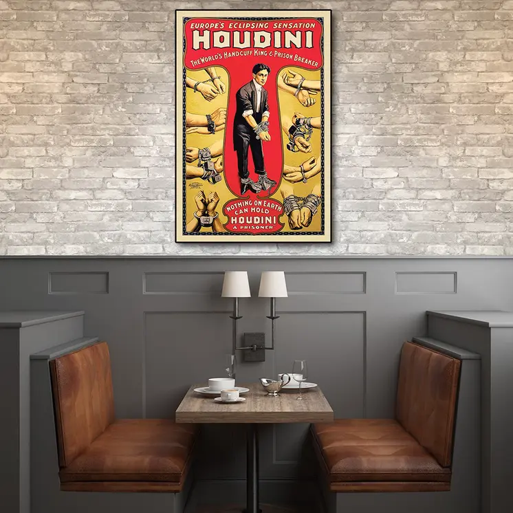 9" X 12" Houdini Handcuff King Vintage Magic Poster Wall Art
