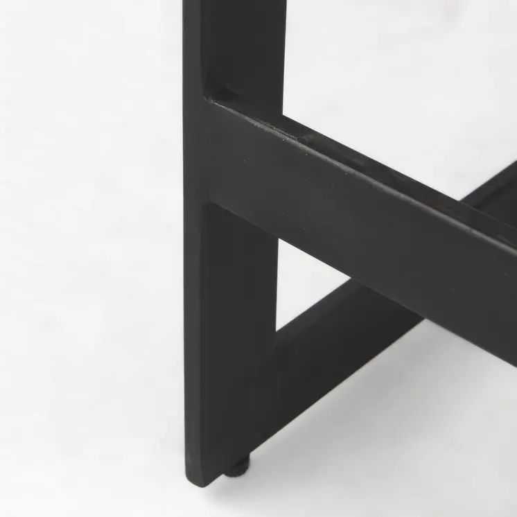 26" Black Solid Wood and Metal Backless Counter Height Bar Chair