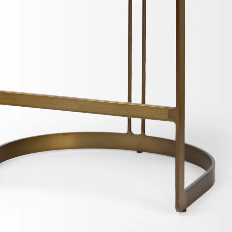 29" Black and Gold Leather and Metal Low Back Bar Height Bar Chair