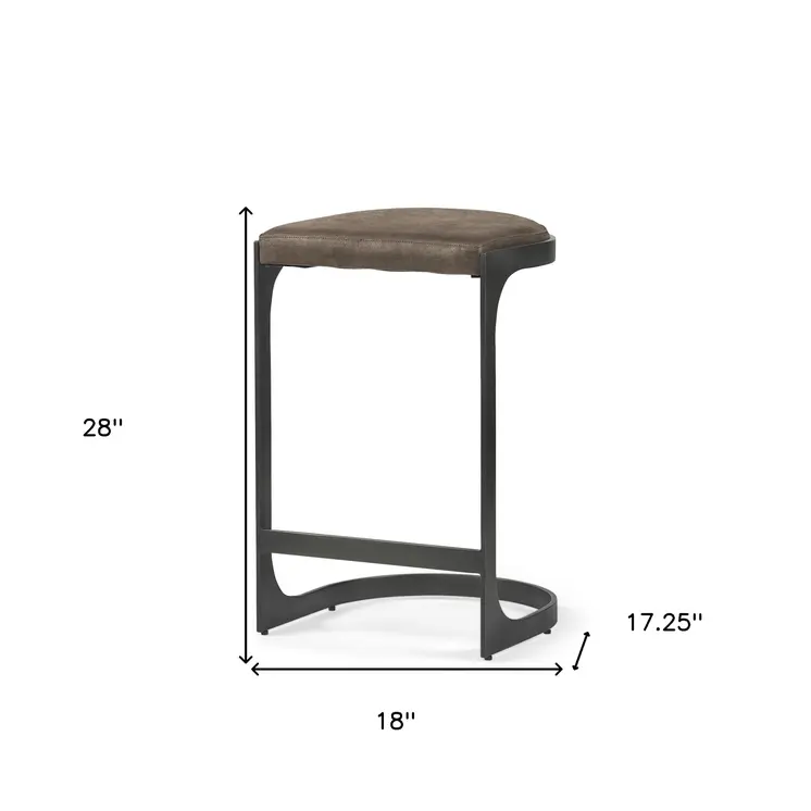 29" Black Leather and Metal Backless Counter Height Bar Chair