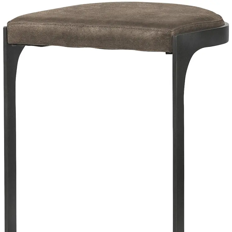 29" Black Leather and Metal Backless Counter Height Bar Chair