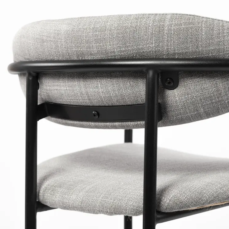 29" Gray and Black Fabric and Steel Bar Chair
