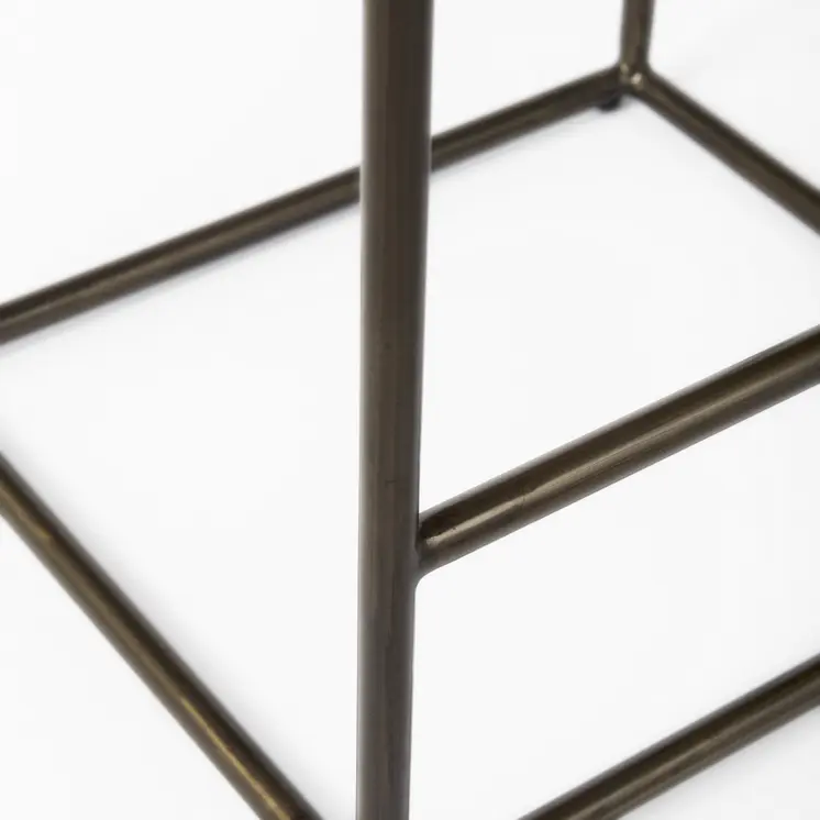 29" Bronze Leather and Metal Backless Bar Chair