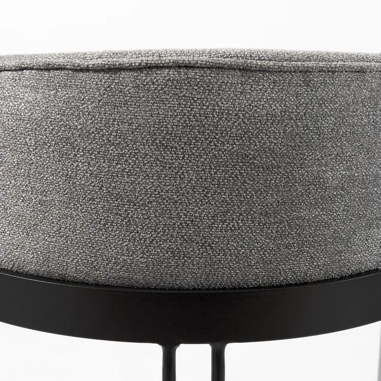29" Gray and Black Fabric and Metal Low Back Bar Chair