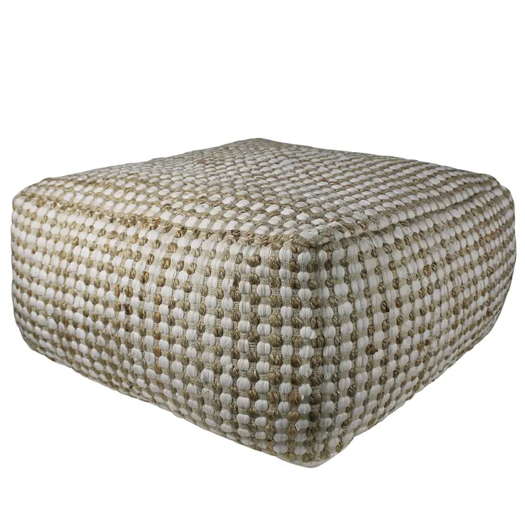 30" Natural Cotton Pouf Ottoman