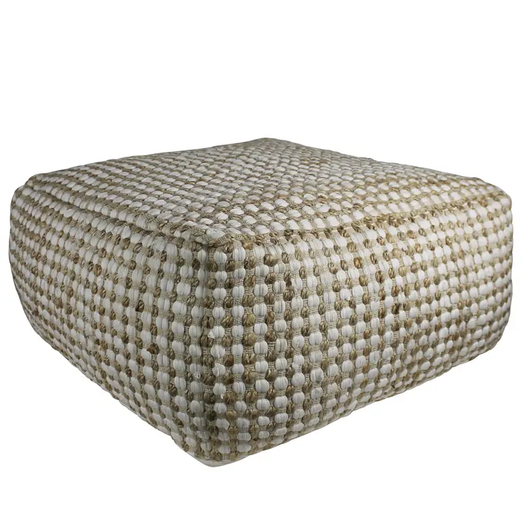 30" Natural Cotton Pouf Ottoman