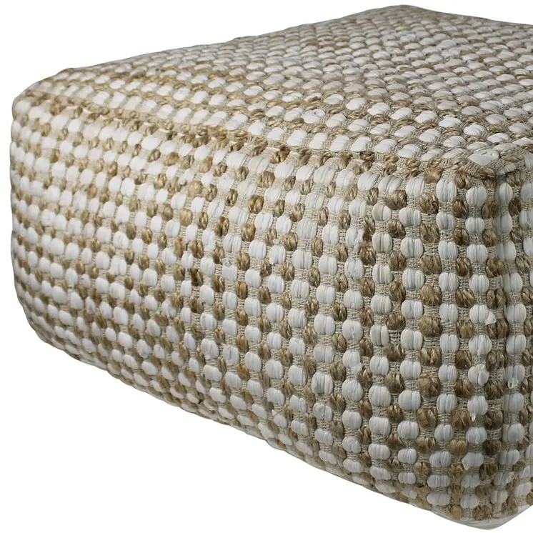 30" Natural Cotton Pouf Ottoman