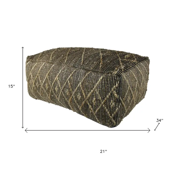 21" Black Cotton Geometric Pouf Ottoman