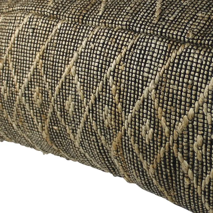 21" Black Cotton Geometric Pouf Ottoman